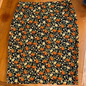 LuLaRoe Floral Pencil Skirt - Black, Orange, Yellow
